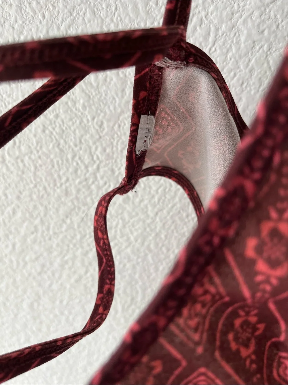 Red Batik geometric bralette, criss-cross straps, Free People, Intimately